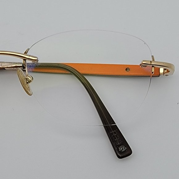 Gold & Wood Ta0v24 Mercure Rimless Eyeglasses Frame Luxembourg 49-17-130 - Picture 12 of 13